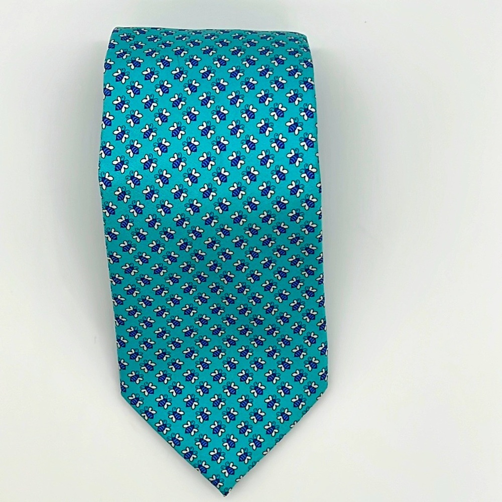 Jos A Bank Tie 100% Silk Bees Necktie Executive Collection Lite Blue
